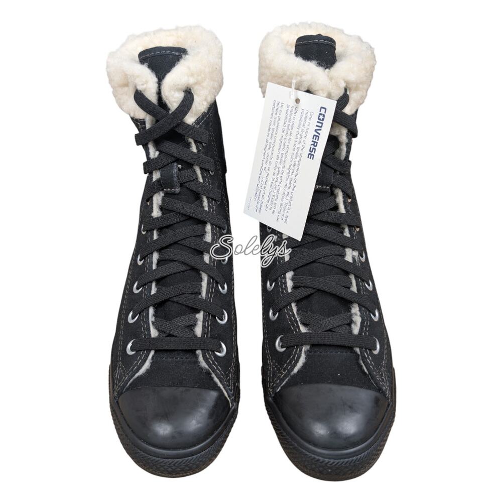 Converse 2014 CT Dainty Suede Shearling Trim XHI Extra High Black Sneaker 6 NWT - Picture 2 of 11